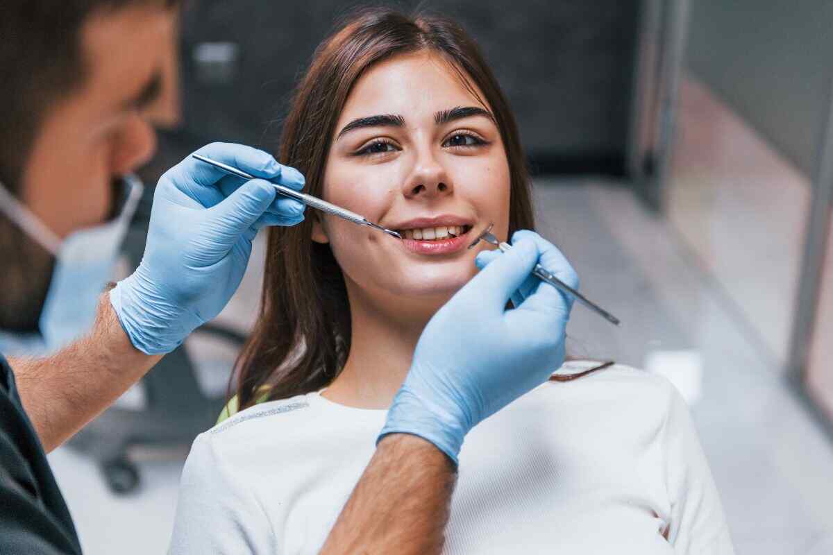 lady in dental office for checkup