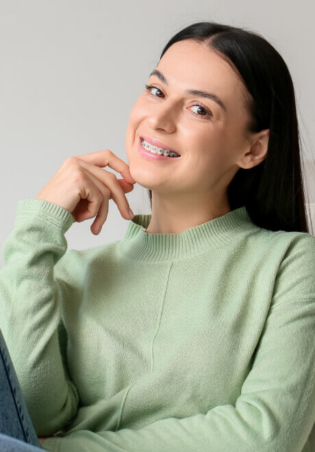 Happy lady after getting braces in Harker Heights