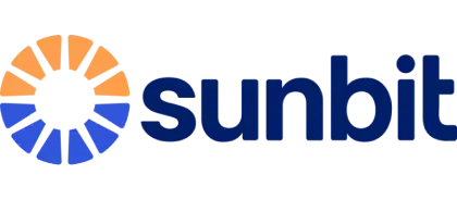 Sunbit logo featuring a circular sun icon with orange and blue segments next to the company name.